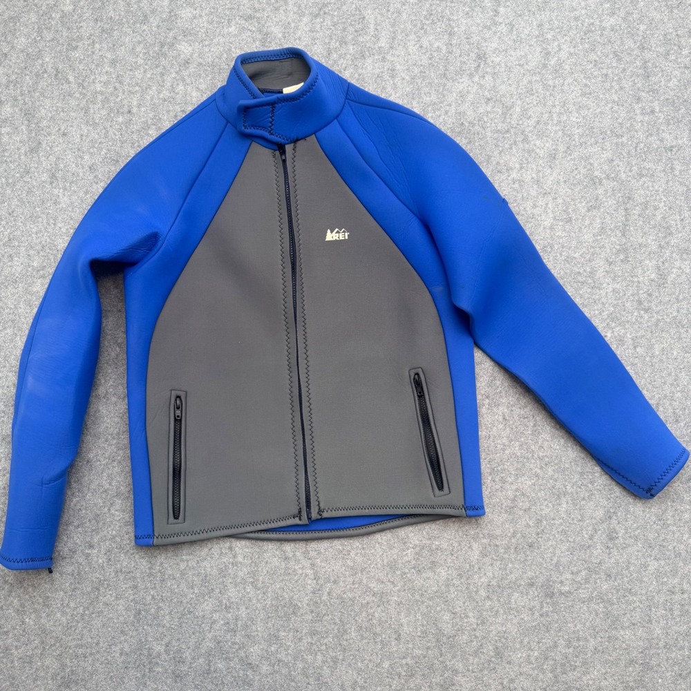 Vintage REI Neoprene Wetsuit Jacket XL Blue Grey Full Zip Made in USA 9828RE